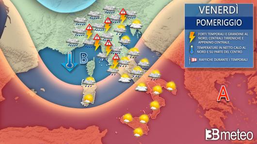 Meteo venerdì ore pomeridiane