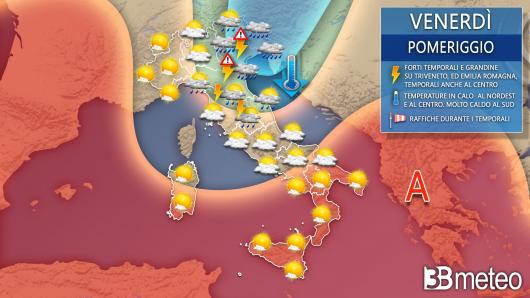 Meteo venerdì pomeriggio