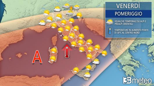 Meteo venerdì prossime ore