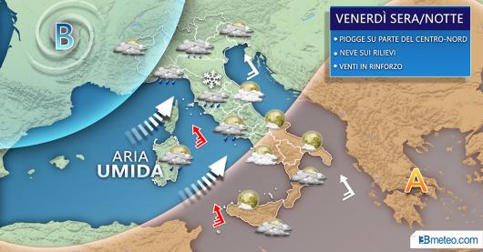Meteo venerdì sera/notte