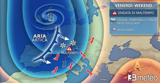 Meteo venerdì/weekend