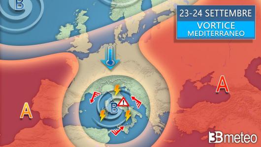 Meteo weekend con vortice mediterraneo, atteso forte maltempo su gran parte d'Italia