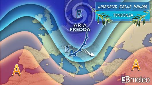 Meteo weekend delle Palme a tratti instabile e più freddo