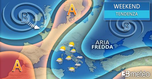 Meteo weekend, impulso freddo dai Balcani