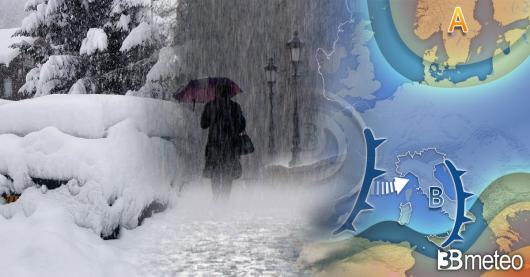 Meteo - Weekend perturbato con tanta pioggia e abbondante neve sulle Alpi