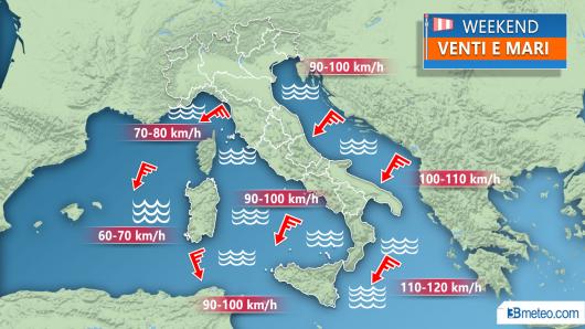 METEO WEEKEND venti forti e mari in burrasca con mareggiate
