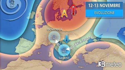 Meteo weekend, vortice freddo con pioggia e neve