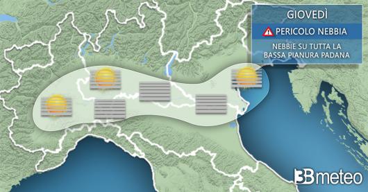 Nebbie attese nella giornata di giovedì