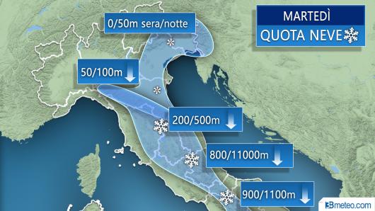 Neve attesa martedì