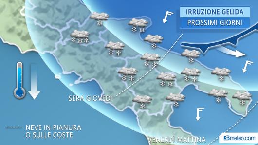 neve sino in pianura tra Molise, Puglia e Basilicata