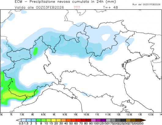 Neve totale lunedì