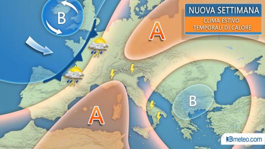 Nuova settimana clima estivo, temporali di calore
