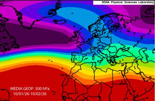 pattern medio a 500 hPa tra gennaio e febbraio