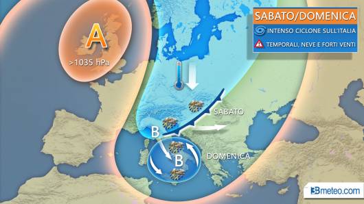Peggiora nel weekend, intenso ciclone sulla Penisola