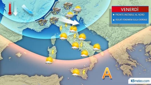 Peggiora venerdì al Nord