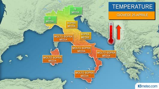 picco del caldo africano nella giornata di giovedì 25 aprile