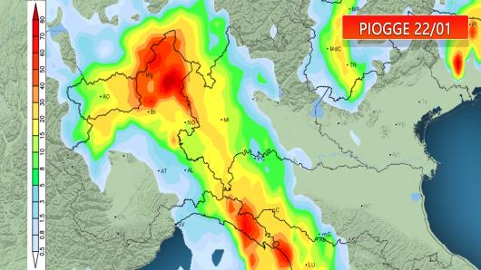 Piogge accumulate nelle tre ore tarda serata