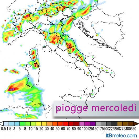 Piogge attese oggi - Lam 3bmeteo