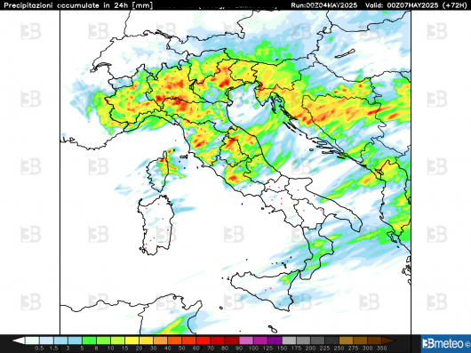 Piogge attese per martedì dal Lam di 3bmeteo
