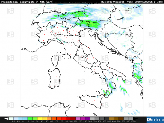 Piogge previste tra martedì e mercoledì. Lam by 3bmeteo