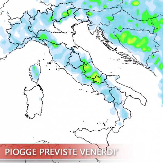 Piogge previste venerdì
