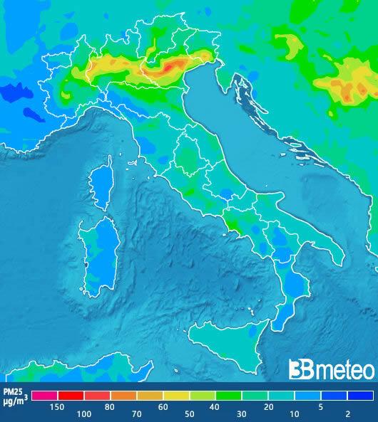 PM2.5 lunedì mattina