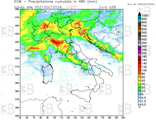Possibili accumuli tra 8/9 ottobre