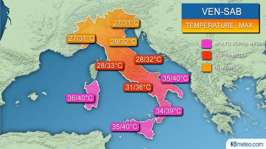 Possibili massime tra venerdì e sabato (attendibilità media)