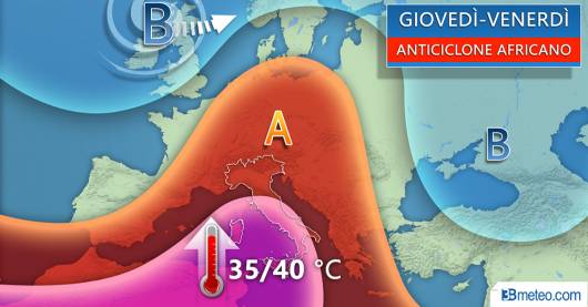 Potente rimonta dell'anticiclone africano a iniziare da giovedì 