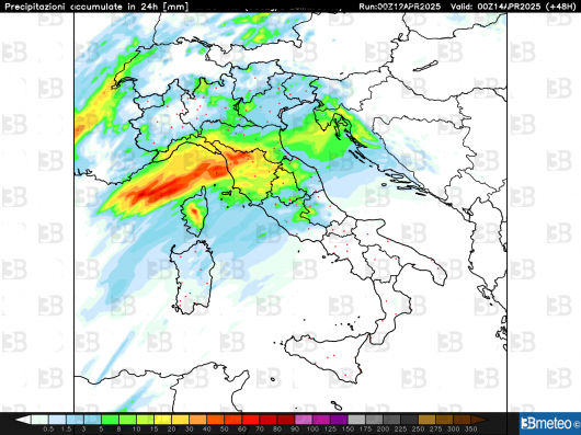 Precipitazioni cumulate nelle 24h (domenica)
