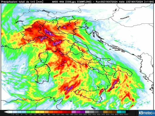 Precipitazioni totali fino alla giornata di venerdì