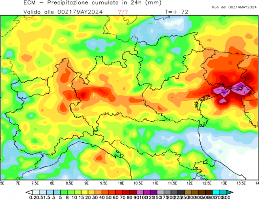 Precipitazioni totali giovedì