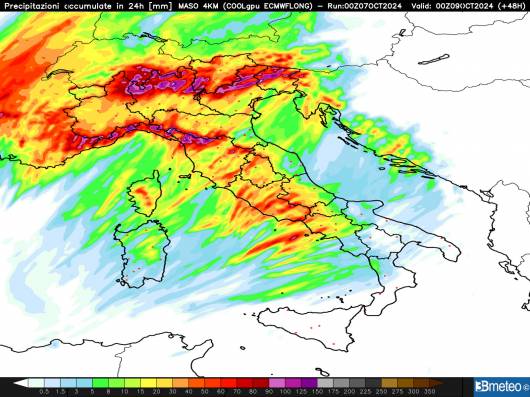 Precipitazioni totali martedì 8 ottobre