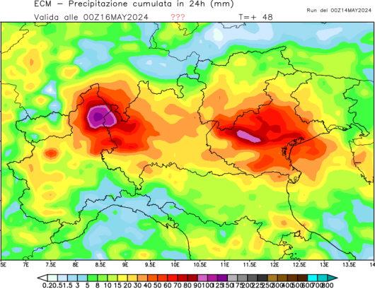 Precipitazioni totali mercoledì
