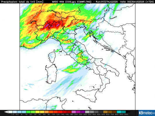 Precipitazioni totali previste entro la fine di venerdì