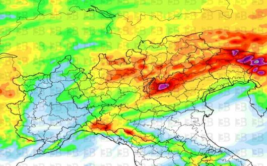 Precipitazioni totali tra giovedì sera e venerdì mattina
