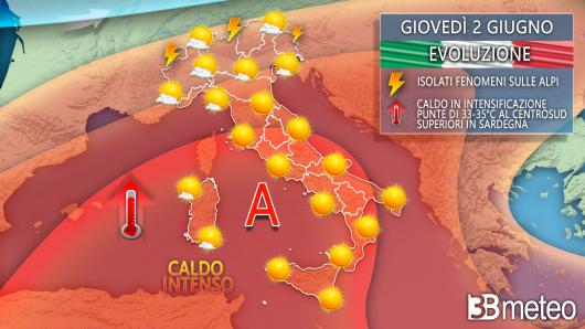 Previsione per giovedì 2 giugno