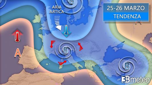 Prossima settimana con affondo freddo artico e maltempo di stampo invernale