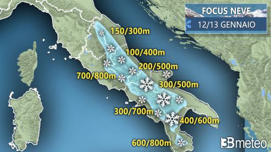 Quota neve attesa prossimi giorni