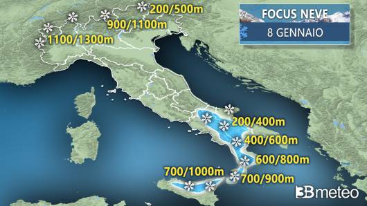 Quota neve per 8 gennaio
