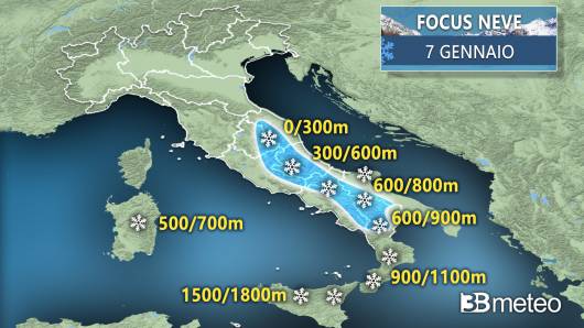 Quota neve per il 7 gennaio