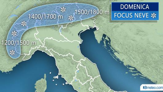 Quote nevicate previste per domenica