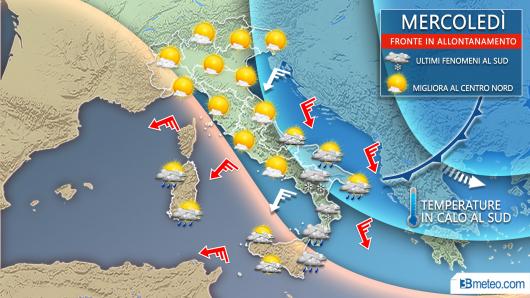 Residuo maltempo al Sud mercoledì
