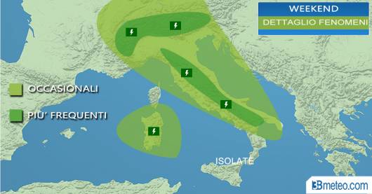 Rischio piogge e temporali nel weekend