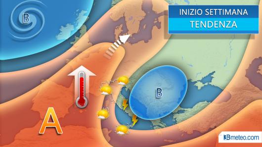 Scenario atteso ad inizio settimana sull'Europa