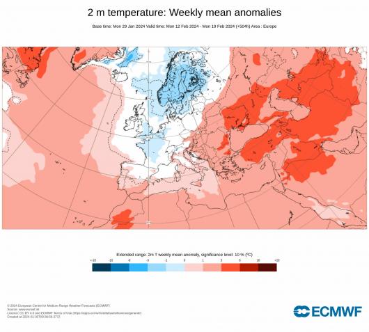 scenario atteso da Ecmwf per la settimana 12-19 febbraio