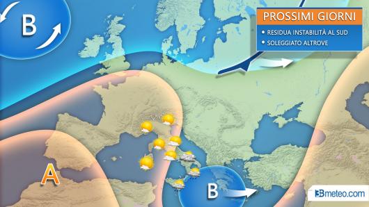 Scenario atteso per i prossimi giorni della settimana