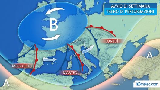 Scenario meteo della prima parte di settimana