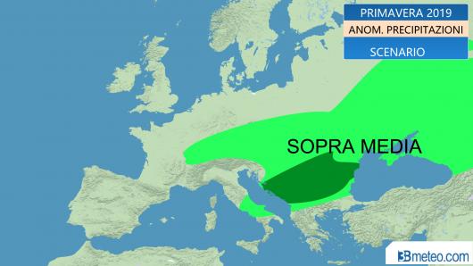 scenario primavera 2019: anomalie precipitazioni attese