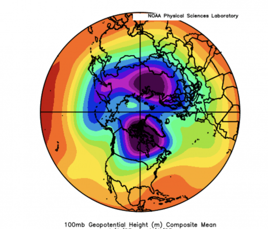 situazione a 100 hPa nei primi di gennaio 1985